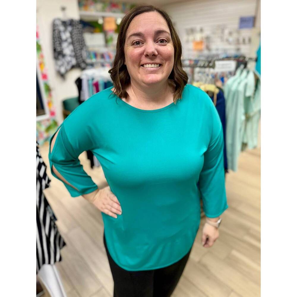 NEW RAVEL stretch slice arm top in jade